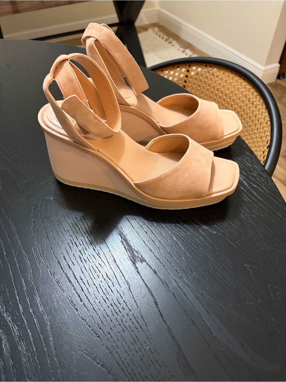 Vince Camuto Blush Tan Suede Wedge Sandals